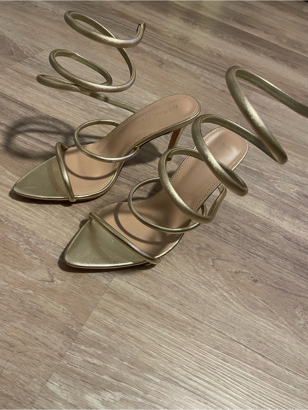 Gold Spiral Wrap High Heel Sandals - Women